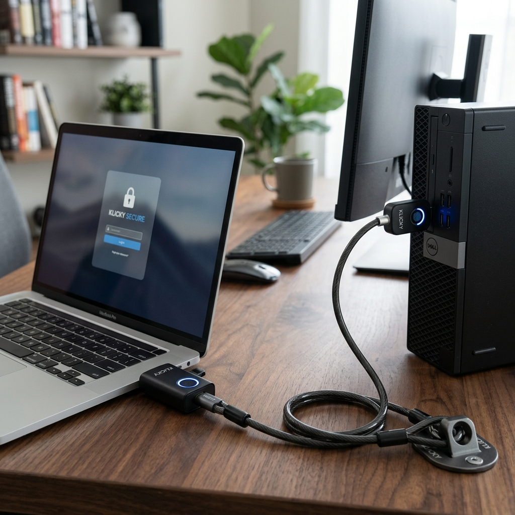 Laptop Lock for Dell laptops fits seamlessly into Dell and Alienware laptops with the wedge type lock slot.