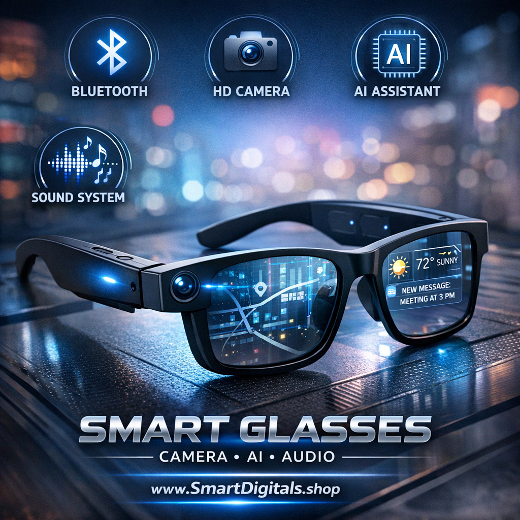 Smart Glasses with Bluetooth, Camera, AI, Sound System - www.SmartDigitals.shop