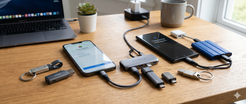 USB Flash Drive & Memory Stick – Automatic Photo & Video Backup for iPhone, Android, Mac & PC – Multiport Connection to Easily Store & Transfer Files. www.SmartDigitals.shop